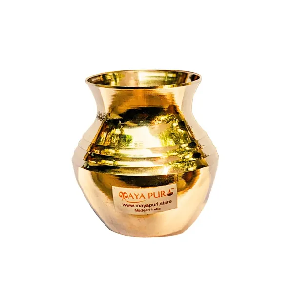 MAYAPURI_Brass_Kalash_With_Coconut_And_Mango_Leaf_For_Daily_Pooja,_Pital_Kalash_Coconut_And_Mango_Leaf_(Combo_Pack)