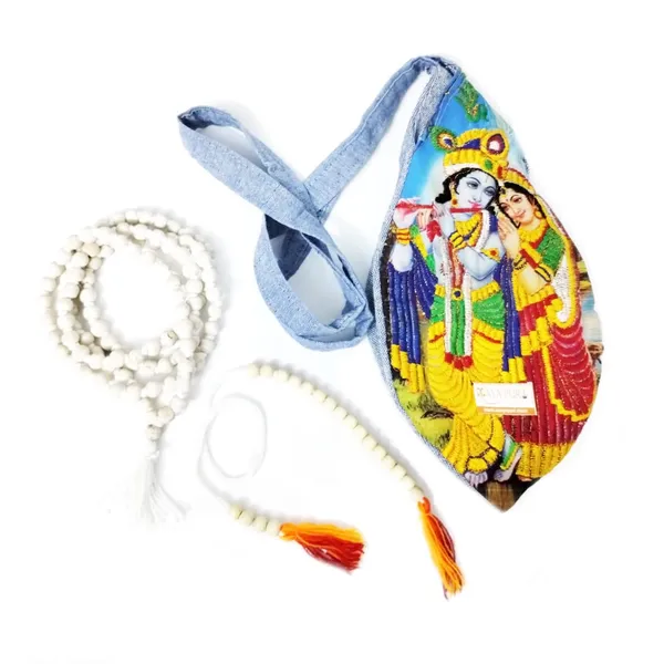 MAYAPURI_Radha_Krishna_Embroidery_Japa_Mala_Bag_/Chanting_Bag_With_Sakshi_Mala_Counter