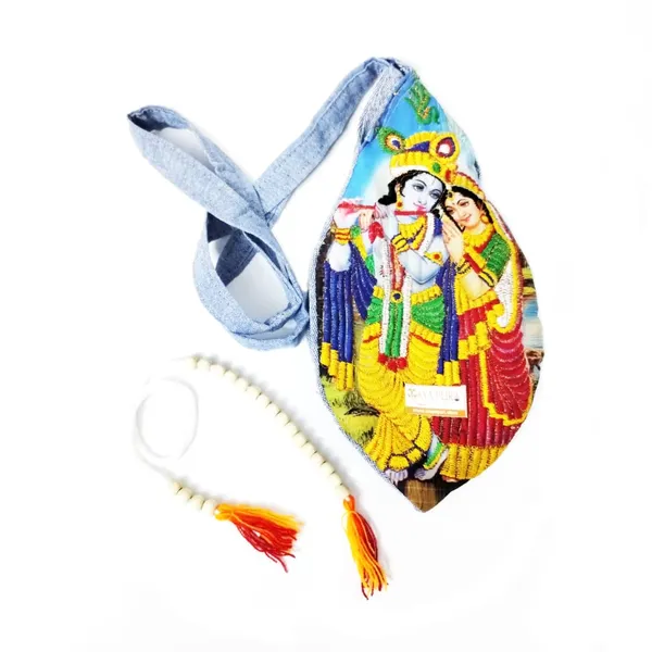 MAYAPURI_Radha_Krishna_Embroidery_Japa_Mala_Bag_/Chanting_Bag_With_Sakshi_Mala_Counter