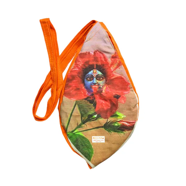 MAYAPURI_Kali_Mata_Printed_Cotton_Beads_Bag_with_108+1_Beads_Japa_Mala,_Gomukhi_Chanting_Jhola,_Japa_Mala_Bag_with_Zip_Pocket_and_Sakshi_Mala_Counter,_Color;_Orange_(Pack_of_1)