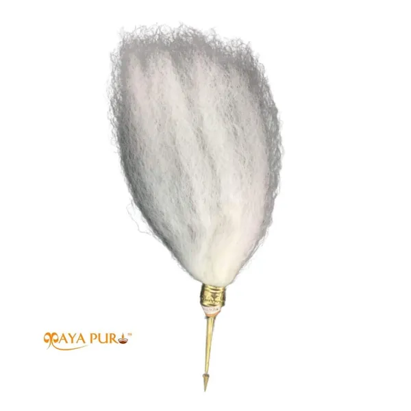 MAYAPURI_Chawar/Chanwara/Chaur/Chavar_Sahib_with_Thin_Brass_Handle_|_Sacred_Fly_Whisk_for_Pooja_and_Spiritual_Rituals_|_Size:_20_Inches