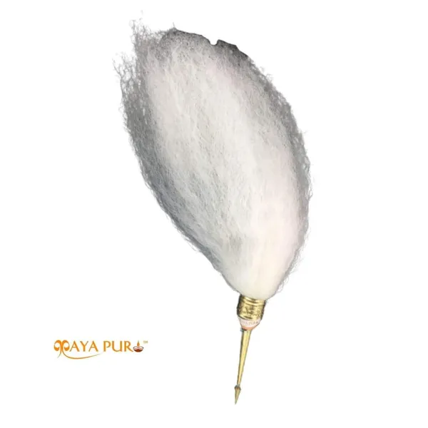 MAYAPURI_Chawar/Chanwara/Chaur/Chavar_Sahib_with_Thin_Brass_Handle_|_Sacred_Fly_Whisk_for_Pooja_and_Spiritual_Rituals_|_Size:_20_Inches
