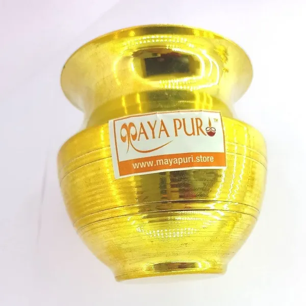 MAYAPURI_Golden_Brass_Mangal_Kalash_With_Coconut_&_Amra_Pallav_For_Daily_Puja