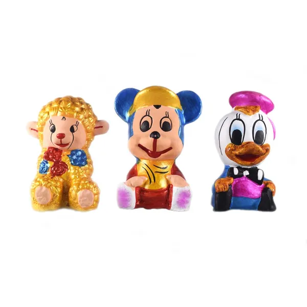 ATNAYAJ_Multicolor_Handmade_Mickey_&_Mouse,_Donald_Duck_&_Baby_Lamb_Eco-Friendly_Clay_Idols_Toys