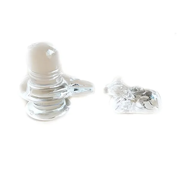 MAYAPURI_Sphatik_Shivling_or_Shivlingam_ans_Nandi_For_Puja,_Crystal_Shiv_Lingam,_Small_Size_(Approx_2_inches)