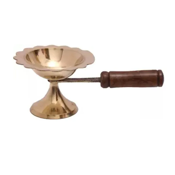 MAYAPURI_Brass_Aarti_Lamp_/Camphor_Dhoop_Stand_/Kapoor_Diya_Holder_With_Handle
