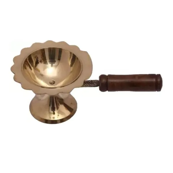 MAYAPURI_Brass_Aarti_Lamp_/Camphor_Dhoop_Stand_/Kapoor_Diya_Holder_With_Handle