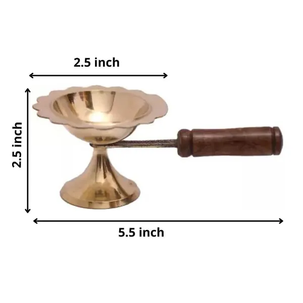 MAYAPURI_Brass_Aarti_Lamp_/Camphor_Dhoop_Stand_/Kapoor_Diya_Holder_With_Handle
