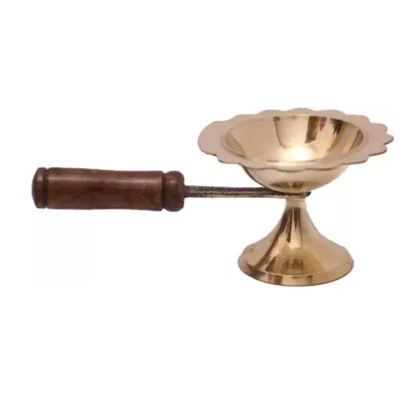 MAYAPURI_Brass_Aarti_Lamp_/Camphor_Dhoop_Stand_/Kapoor_Diya_Holder_With_Handle