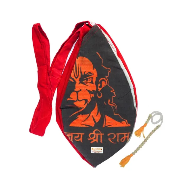 MAYAPURI_Maruti_Bajrangabali_Anjaneya_Hanuman_Ji_Jai_Shree_Ram_Printed_Pure_Cotton_Gomukhi_Japa_Mala_Bag_with_108+1_Beads_Japa_Mala,_Beads_Or_Chanting_Bag_With_Zip_Pocket_And_Sakshi_Mala_Counter,_Pack_Of_1
