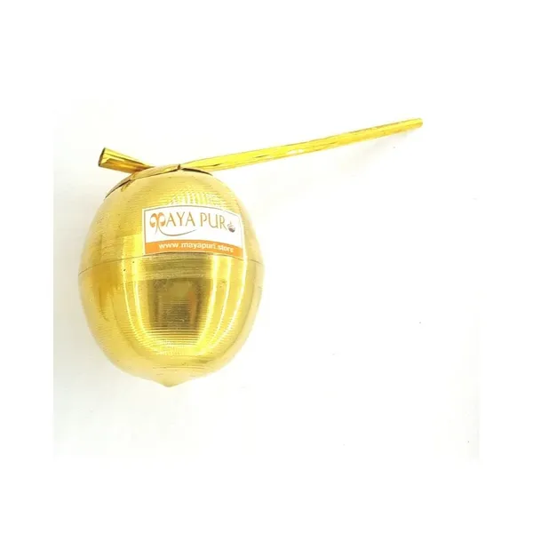MAYAPURI_Golden_Brass_Mangal_Kalash_With_Nariyal_/Coconut_&_Mango_Leafs_For_Puja,_Diwali_Pooja