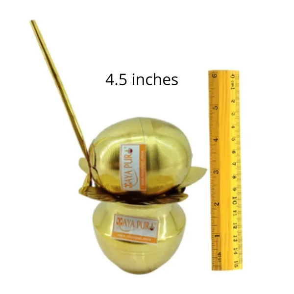 MAYAPURI_Golden_Brass_Mangal_Kalash_With_Nariyal_/Coconut_&_Mango_Leafs_For_Puja,_Diwali_Pooja