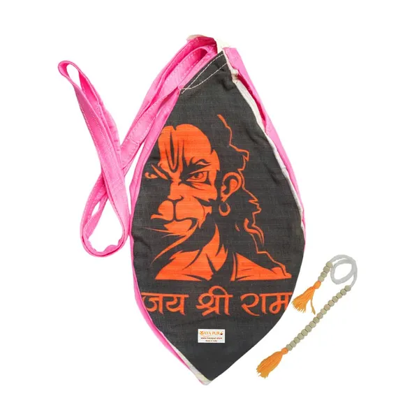MAYAPURI_Maruti_Bajrangabali_Anjaneya_Hanuman_Ji_Jai_Shree_Ram_Printed_Pure_Cotton_Gomukhi_Japa_Mala_Bag_with_108+1_Beads_Japa_Mala,_Beads_or_Chanting_Bag_With_Zip_Pocket_And_Sakshi_Mala_Counter,_Pack_of_1