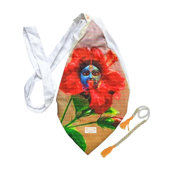 MAYAPURI_Kali_Mata_Printed_Cotton_Beads_Bag_with_108+1_Beads_Japa_Mala,_Gomukhi_Chanting_Jhola_With_Zip_Pocket_and_Sakshi_Mala_Counter,_Color:_MAYAPURI_Kali_Mata_Printed_Cotton_Beads_Bag,_Gomukhi_Chanting_Jhola_With_Zip_Pocket_And_Sakshi_Mala_Counter,_Color;_White_(Pack_of_1)