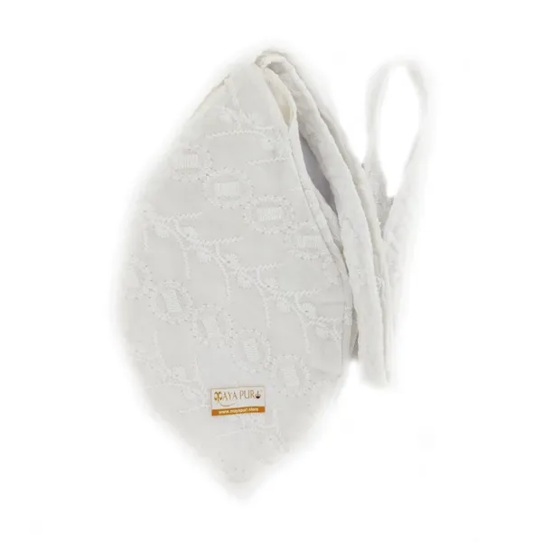 MAYAPURI_White_Chikankari_Or_Chikan_Work_(Embroidery)_Gomukhi_Japa_Bag_/Chanting_Bag