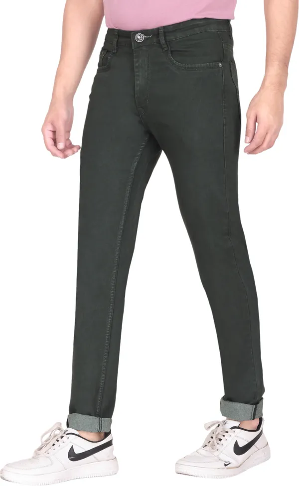 Green_Mid_Rise_Denim_Slim_Jeans_For_Men