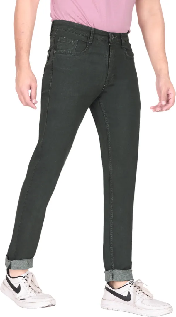 Green_Mid_Rise_Denim_Slim_Jeans_For_Men