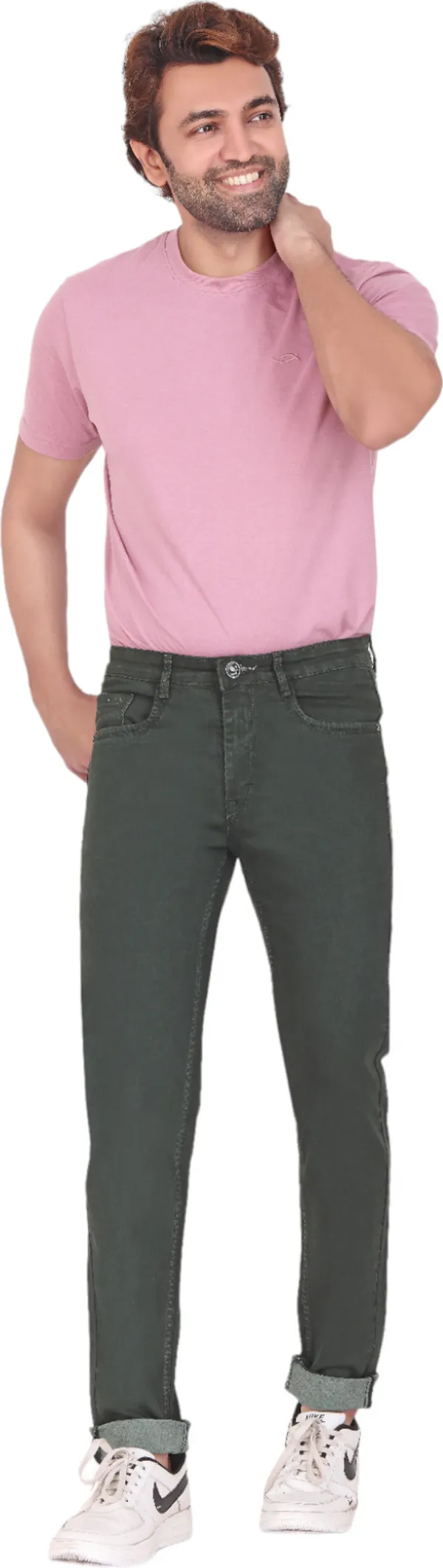 Green_Mid_Rise_Denim_Slim_Jeans_For_Men