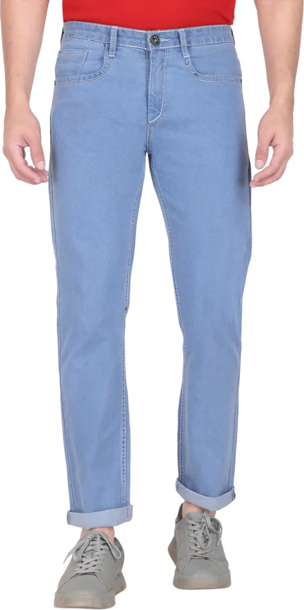 Light_Blue_Mid_Rise_Denim_Slim_Jeans_For_Men