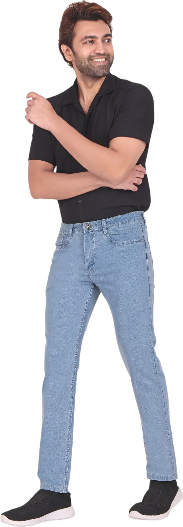 Light_Blue_Mid_Rise_Denim_Slim_Jeans_For_Men