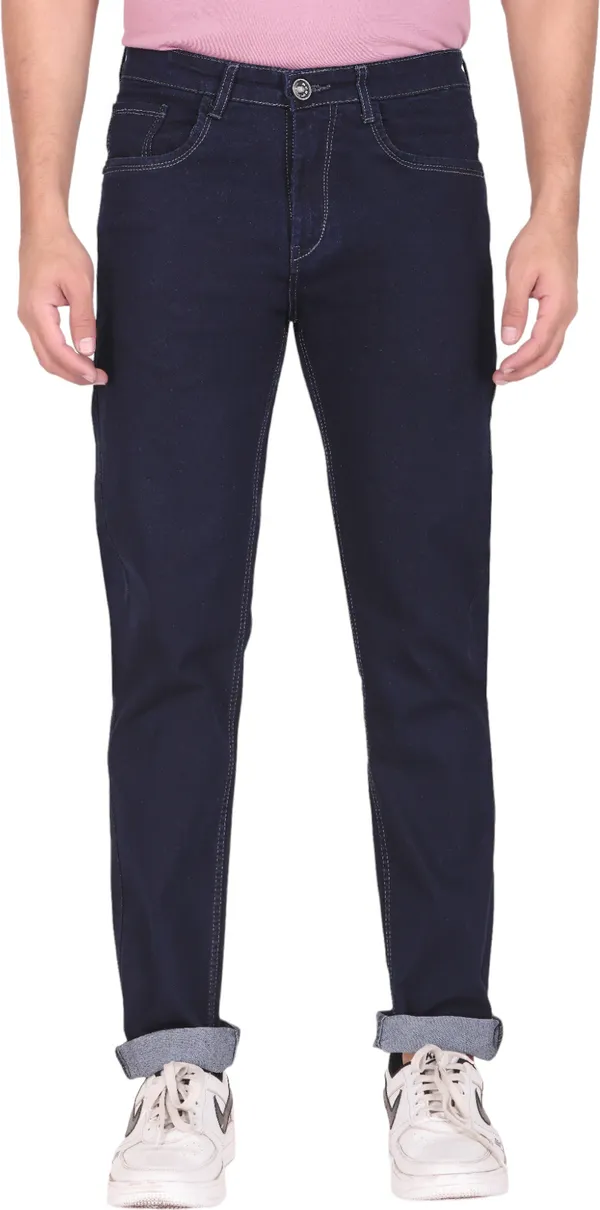 Dark_Blue_Mid_Rise_Denim_Slim_Jeans_For_Men