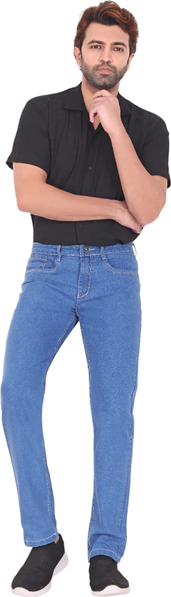 Light_Blue_Mid_Rise_Denim_Slim_Jeans_For_Men