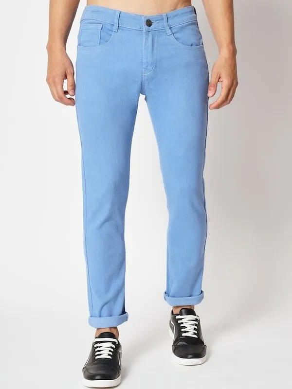 Light_Blue_Mid_Rise_Denim_Slim_Jeans_For_Men