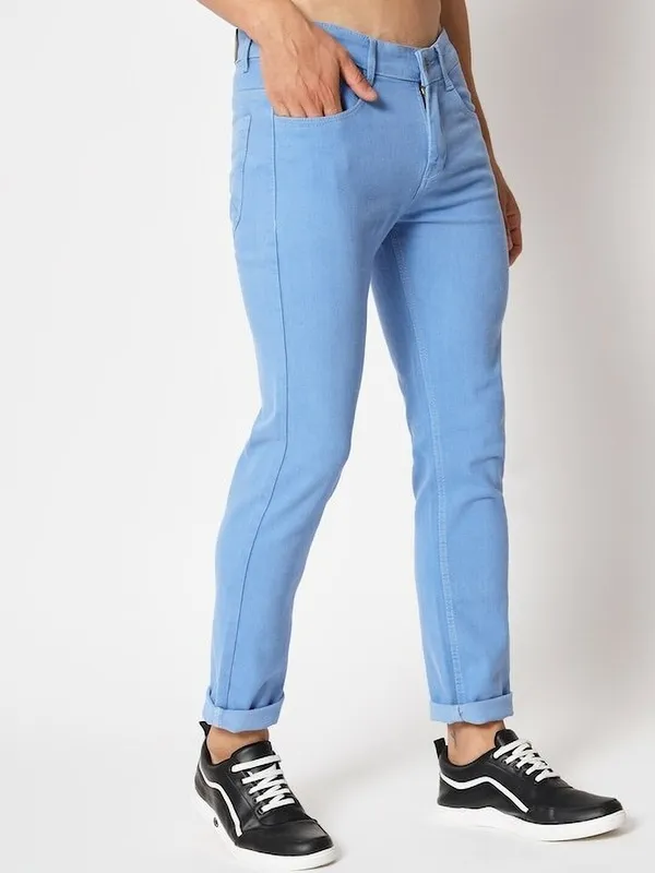 Light_Blue_Mid_Rise_Denim_Slim_Jeans_For_Men