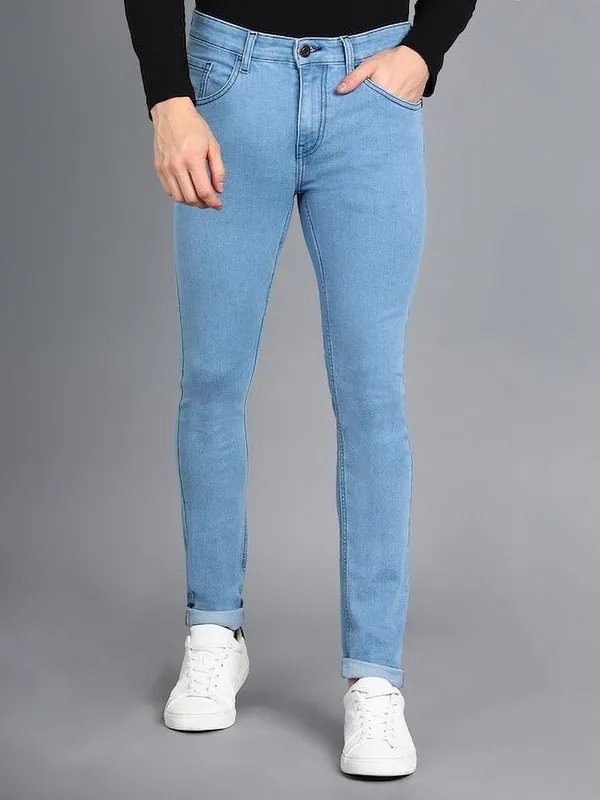 Light_Blue_Mid_Rise_Denim_Slim_Jeans_For_Men