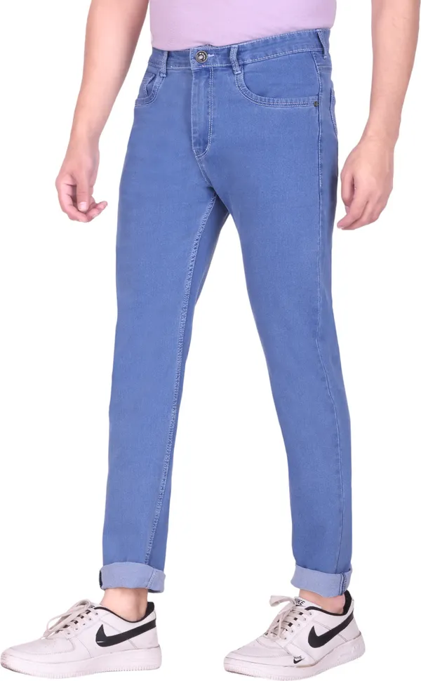 Light_Blue_Mid_Rise_Denim_Slim_Jeans_For_Men