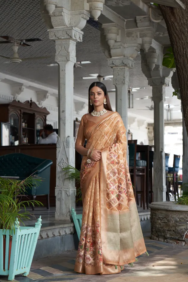 Yellow_Jacquard_Weaved_Fancy_Organza_Silk_Rich_Pallu_Border_Saree_With_Blouse