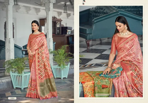 Pink_Jacquard_Weaved_Fancy_Organza_Silk_Rich_Pallu_Border_Saree_With_Blouse