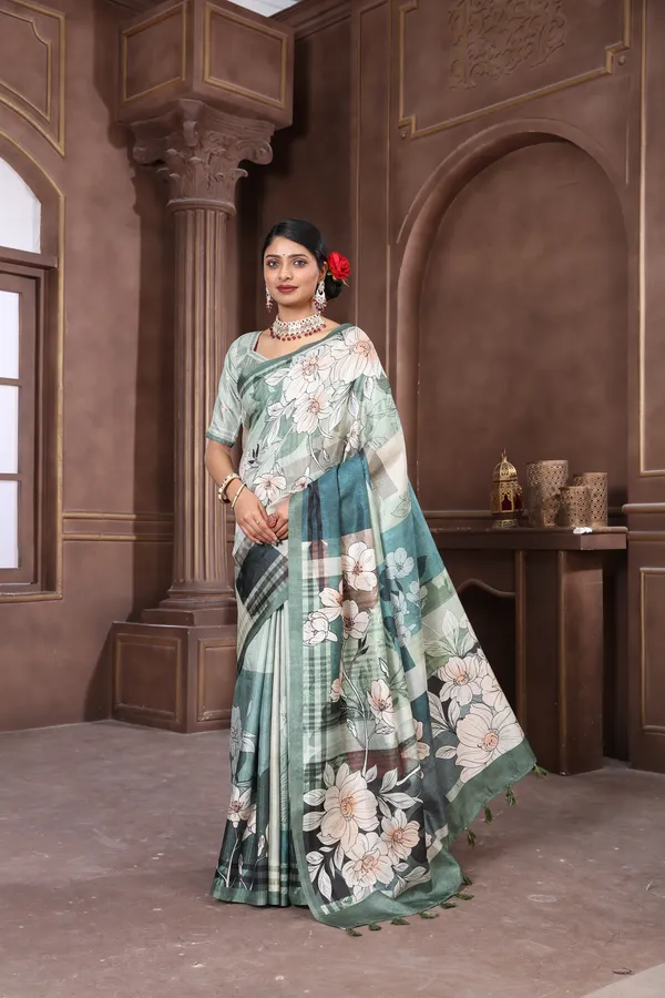 Multicolor_Diya_Silk_Plain_Weaved_Fancy_Party_Wear_Saree_With_Blouse