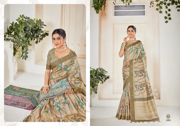 Multicolor_Bhagalpuri_Weaved_Kotha_Threaded_Fancy_Saree_With_Blouse