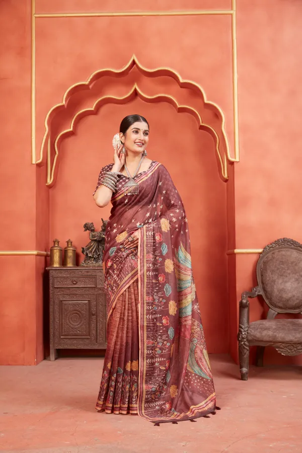 Multicolor_Chanderi_Silk_Fancy_Digital_Printed_Saree_With_Blouse
