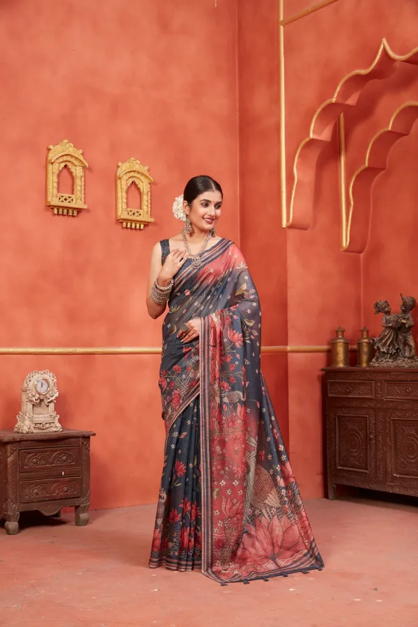Black_Chanderi_Silk_Fancy_Digital_Printed_Saree_With_Blouse