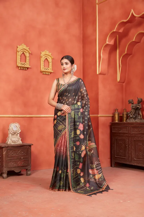 Black_Chanderi_Silk_Fancy_Digital_Printed_Saree_With_Blouse
