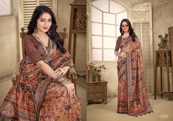 Multicolor_Bamboo_Silk_Plain_Weaved_Fancy_Party_Wear_Saree_With_Blouse