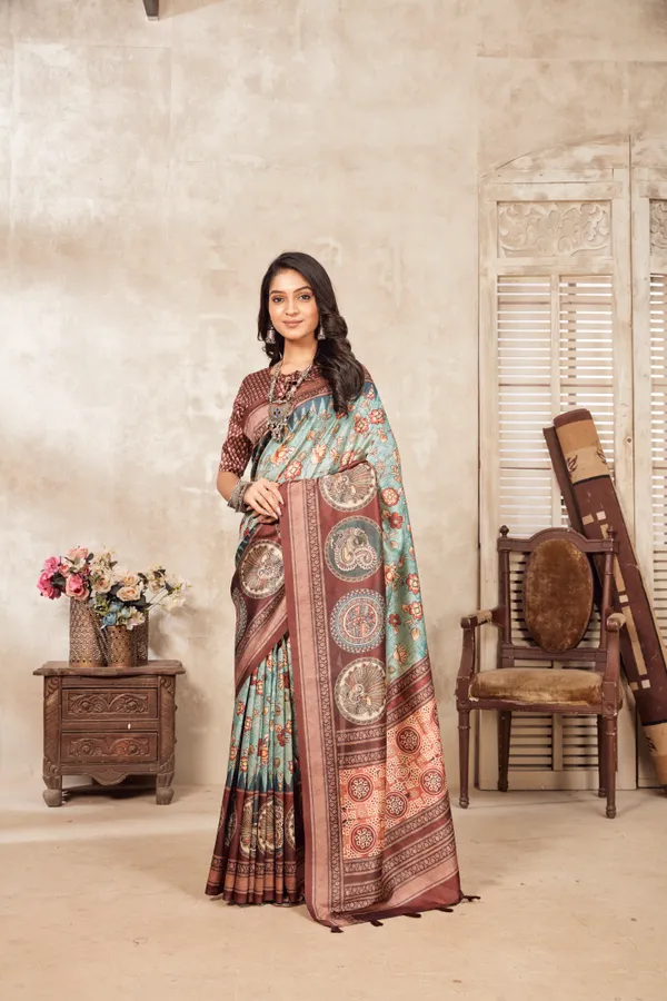 Maroon_Bamboo_Silk_Plain_Weaved_Fancy_Party_Wear_Saree_With_Blouse