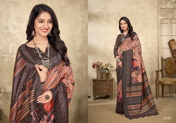 Multicolor_Bamboo_Silk_Plain_Weaved_Fancy_Party_Wear_Saree_With_Blouse