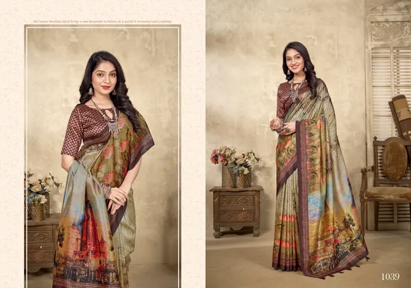 Multicolor_Bamboo_Silk_Plain_Weaved_Fancy_Party_Wear_Saree_With_Blouse
