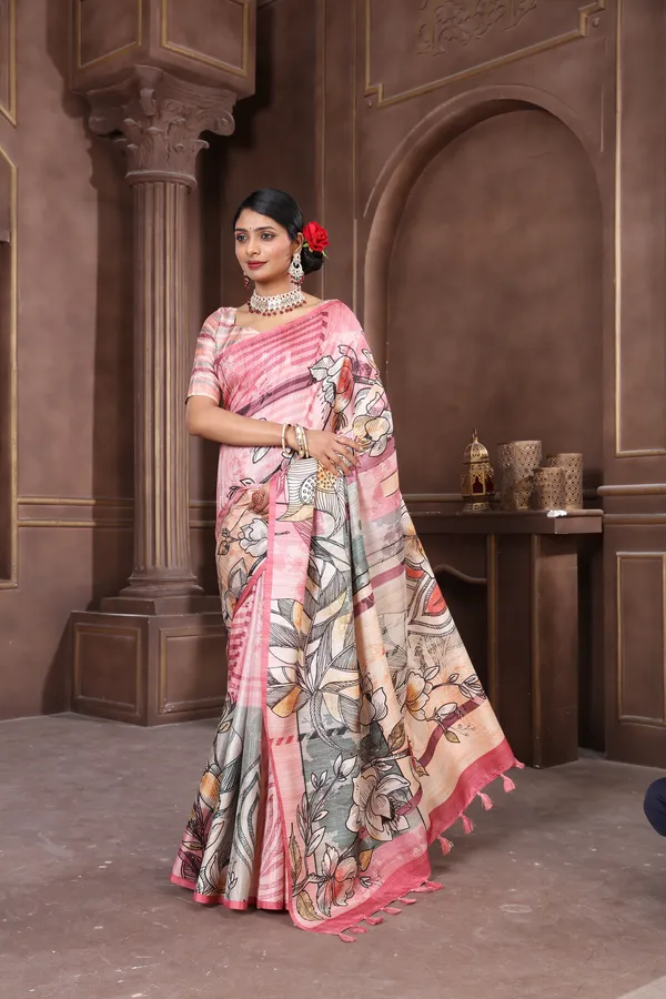 Multicolor_Diya_Silk_Plain_Weaved_Fancy_Party_Wear_Saree_With_Blouse