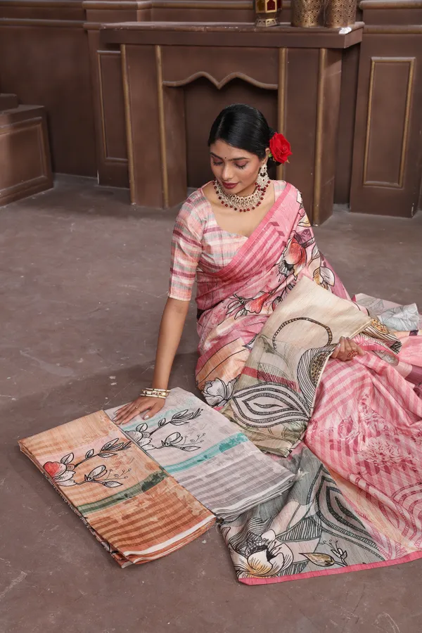 Multicolor_Diya_Silk_Plain_Weaved_Fancy_Party_Wear_Saree_With_Blouse