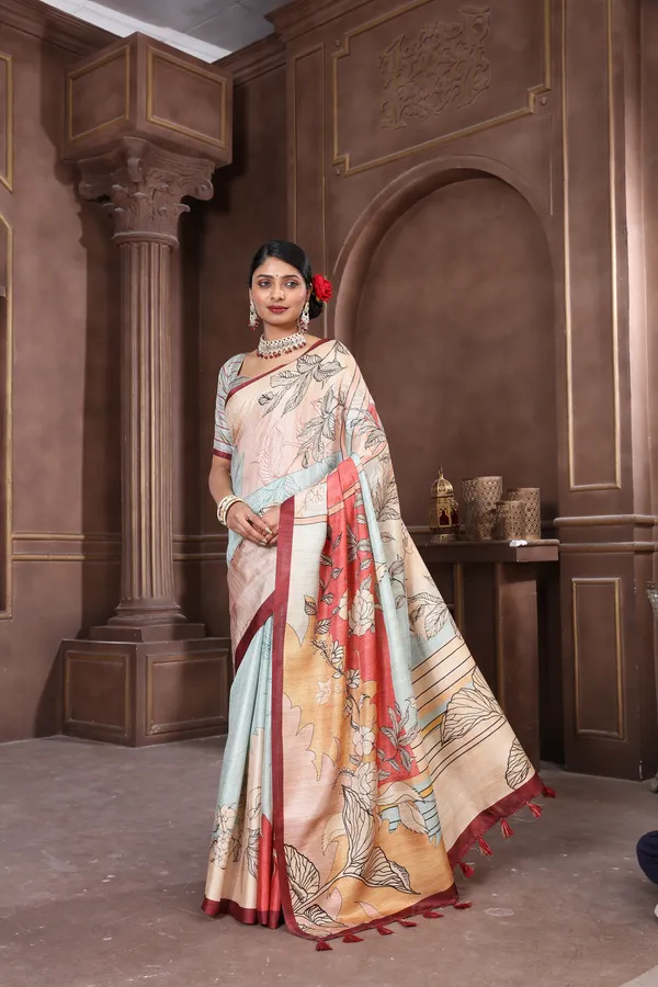 Multicolor_Diya_Silk_Plain_Weaved_Fancy_Party_Wear_Saree_With_Blouse