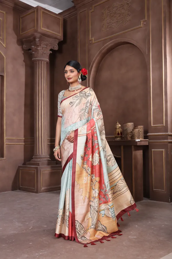 Multicolor_Diya_Silk_Plain_Weaved_Fancy_Party_Wear_Saree_With_Blouse