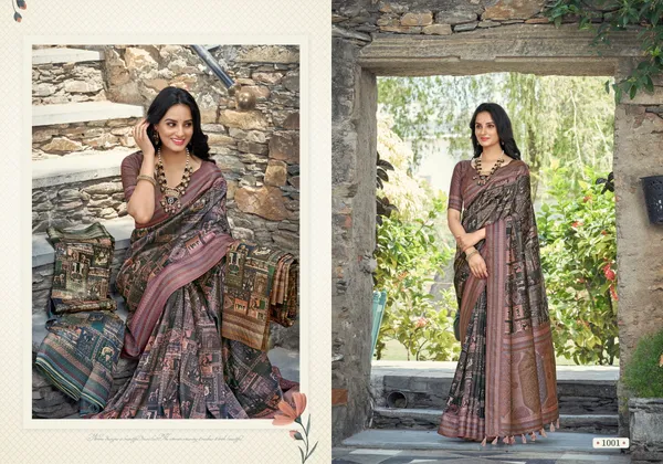 Multicolor_Jacquard_Weaved_With_Fancy_Jari_Rich_Pallu_Border_With_Digital_Printed_Saree_With_Blouse