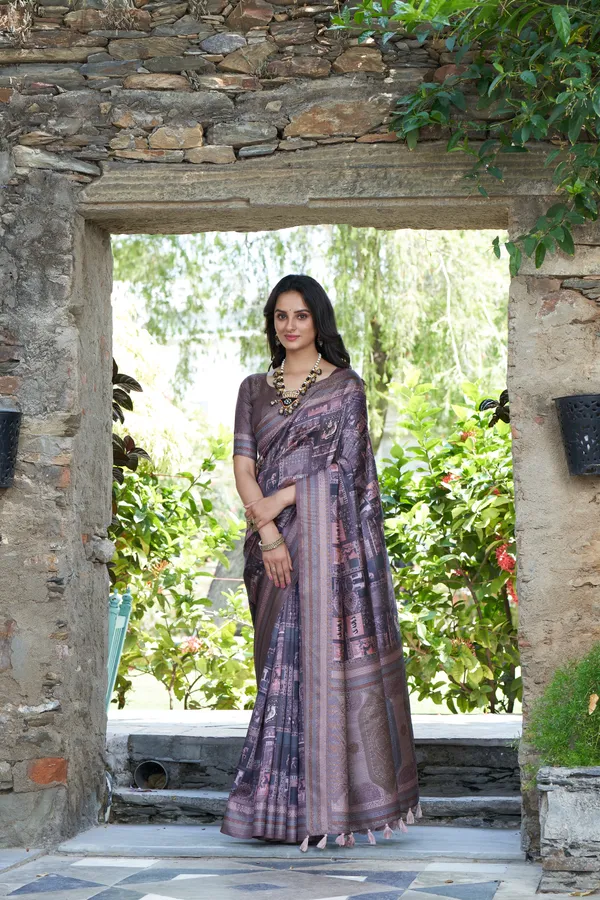 Multicolor_Jacquard_Weaved_With_Fancy_Jari_Rich_Pallu_Border_With_Digital_Printed_Saree_With_Blouse