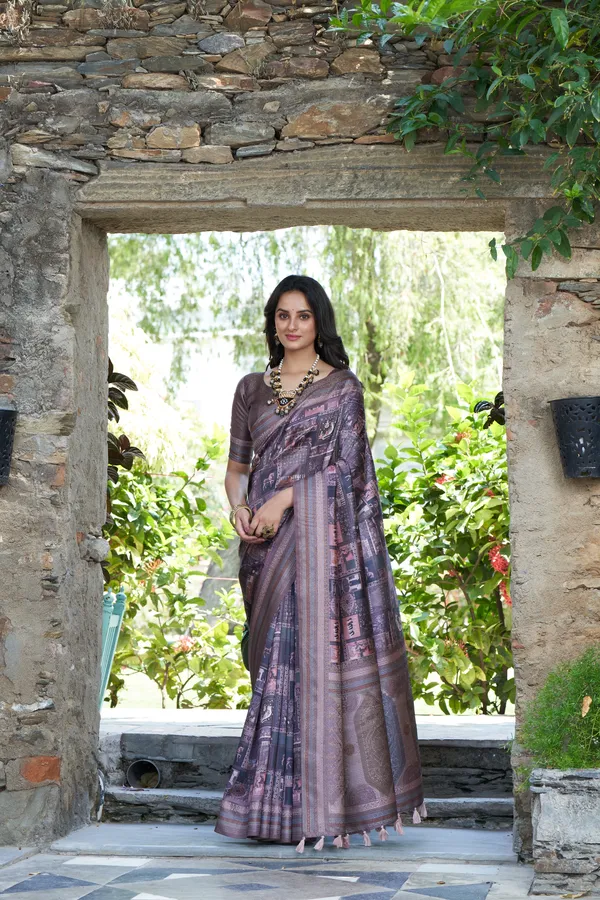 Multicolor_Jacquard_Weaved_With_Fancy_Jari_Rich_Pallu_Border_With_Digital_Printed_Saree_With_Blouse