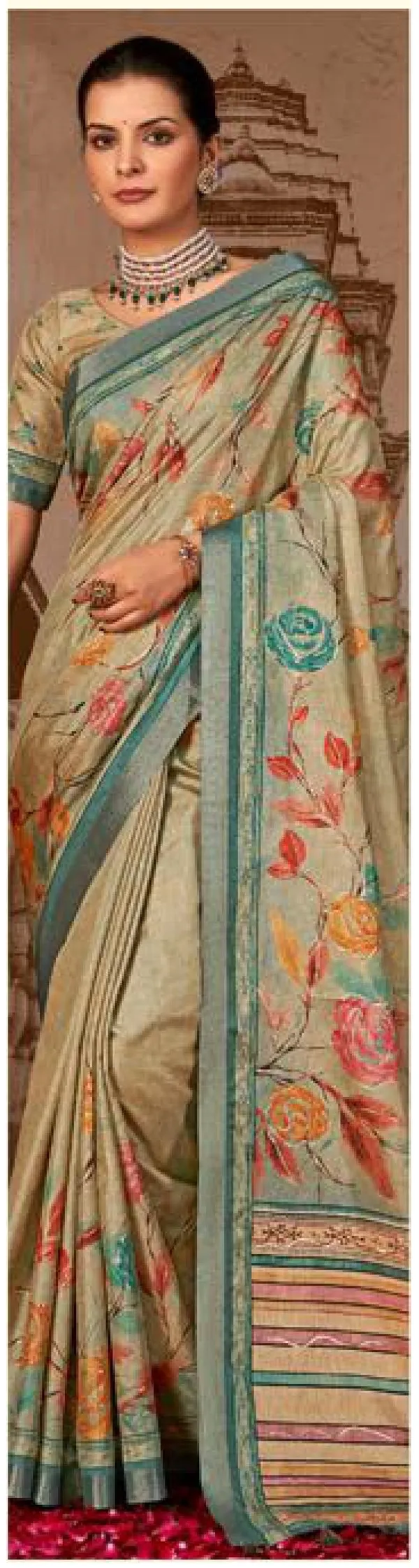 Multicolor_Manipuri_Silk_Hand_Printed_Foil_Work_Fancy_Saree_With_Blouse