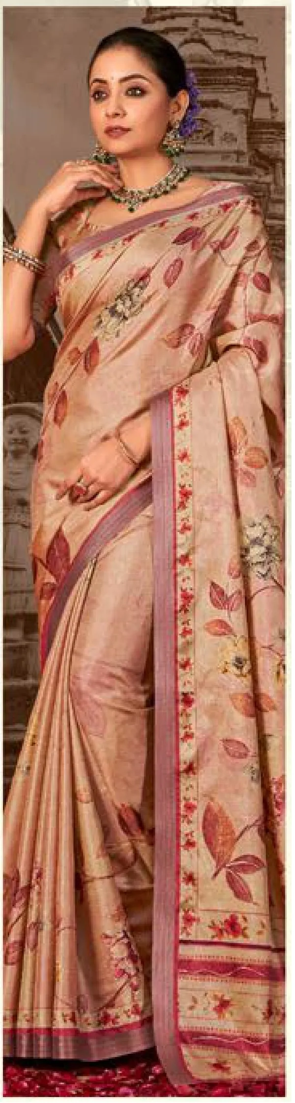 Multicolor_Manipuri_Silk_Hand_Printed_Foil_Work_Fancy_Saree_With_Blouse
